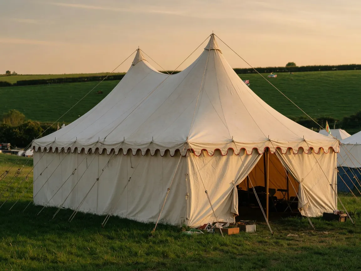 Pole tent on an open lawn, a common 20x20 party rental